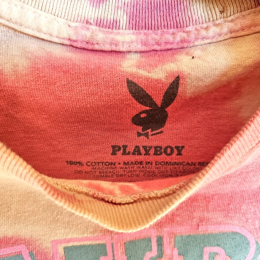 Branded Playboy Andy Warhol Pink Tie Dye Shirt Size M - Picture 4 of 5